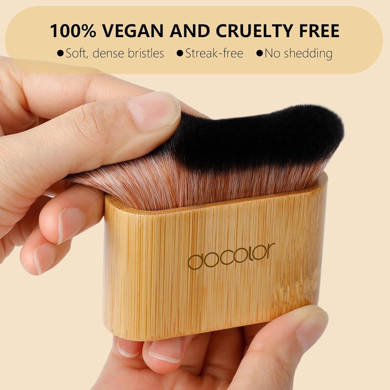 docolor Self Tanner Brush Large Body Makeup Brush, Soft Vegan Tanning Brush no stripes, for Foundation, Self-tanner, Bronzer, Self Tan Back Applicator Body + Face Self-Tan Blending Brush Gift Box - Image 2